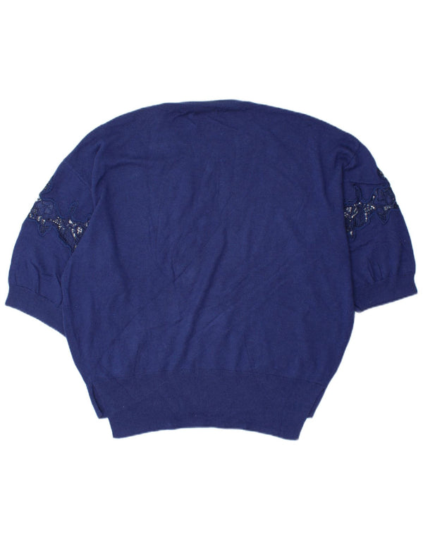 MASSIMO DUTTI Übergroßer Pullover mit Rundhalsausschnitt für Damen, UK 14, Mittelblau