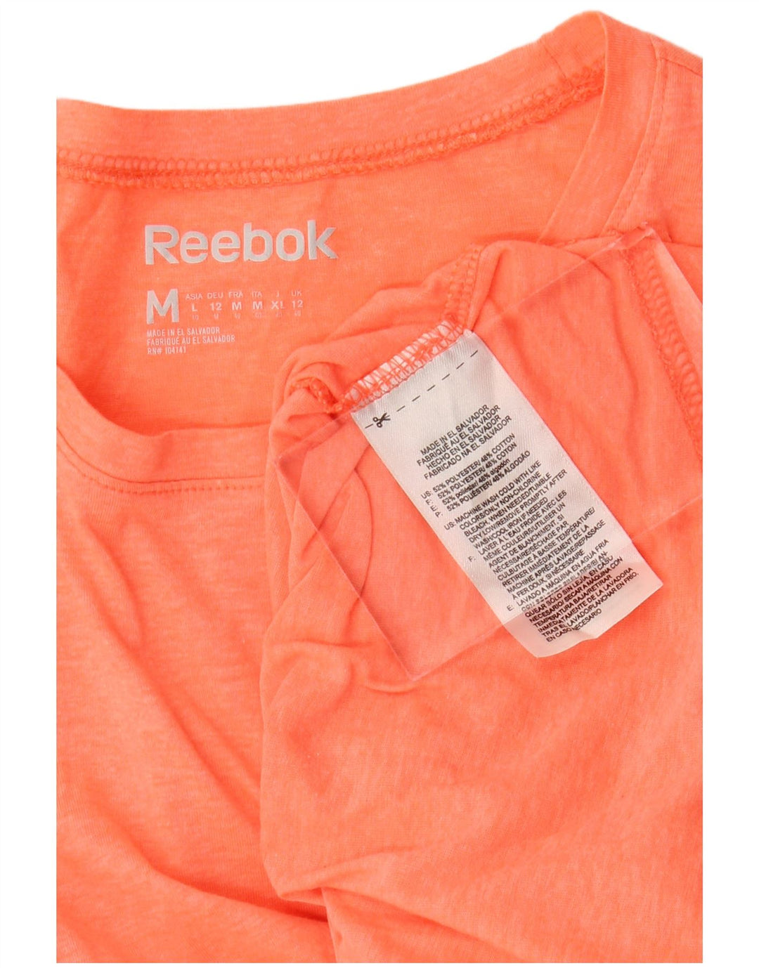 REEBOK Damen T-Shirt Top UK 12 Mittelorange meliertes Polyester