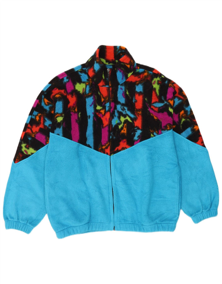 Malden Herren-Fleecejacke, UK 40, groß, blau, geometrisch, Polyester, Retro