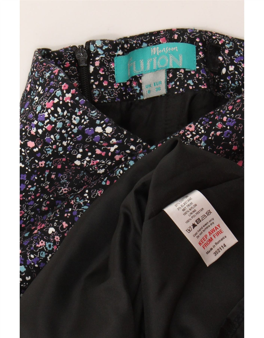 MONSOON Womens Strapless Dress UK 8 Small  Black Spotted Cotton