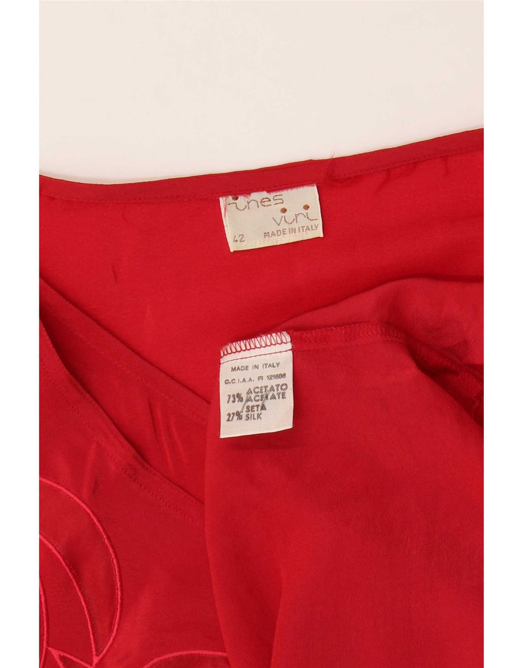Vintage Damen Loose Fit Bluse Top IT 42 Mittelrotes Acetat