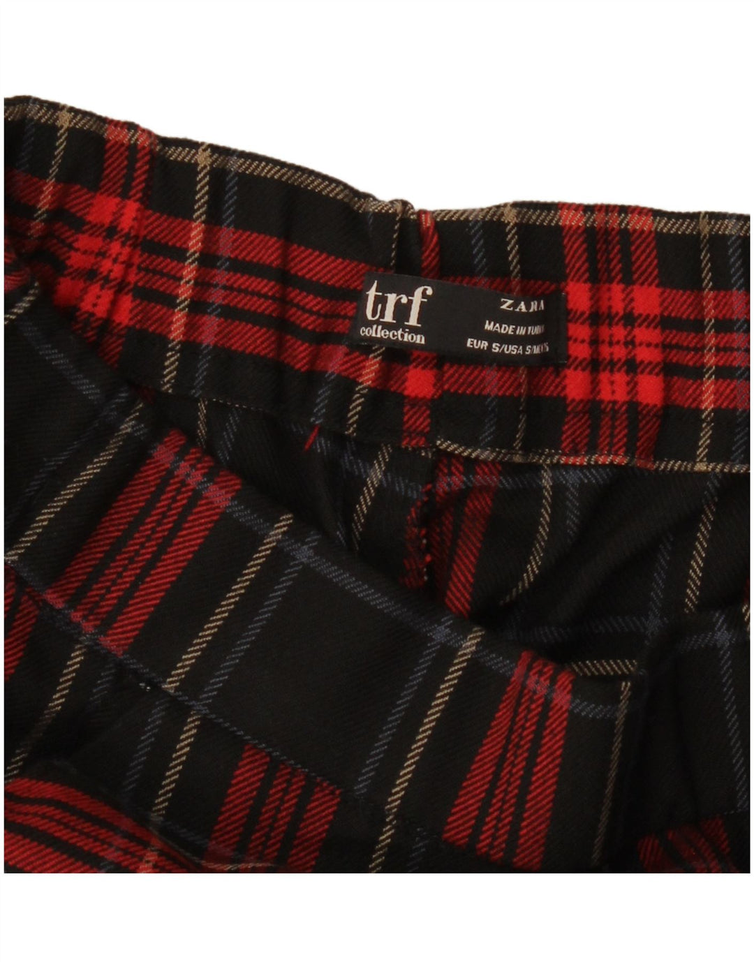 Zara Damen Slim Chino Hose UK 10 Small W27 L26 Schwarz kariert