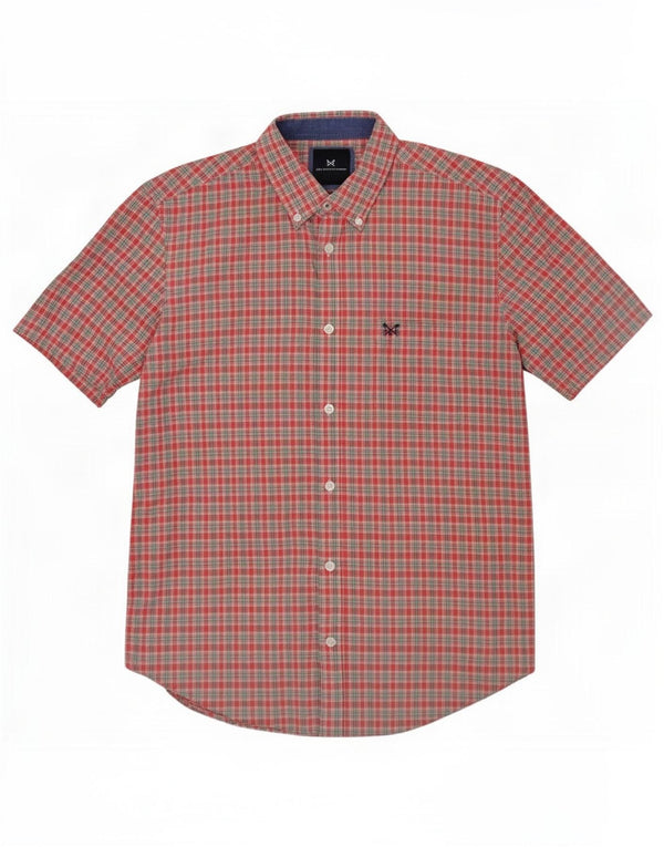 Crew Clothing Mens Short Sleeve Slim Fit Shirt Medium Pink Check Cotton