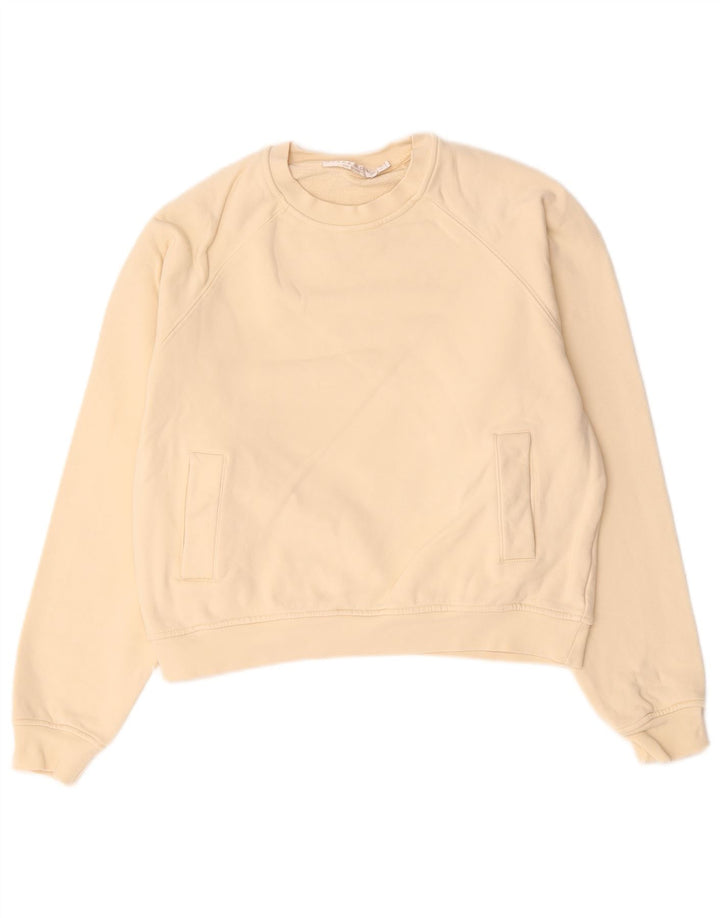 Zara Damen Sweatshirt-Pullover UK 14 Mittelbeige Baumwolle