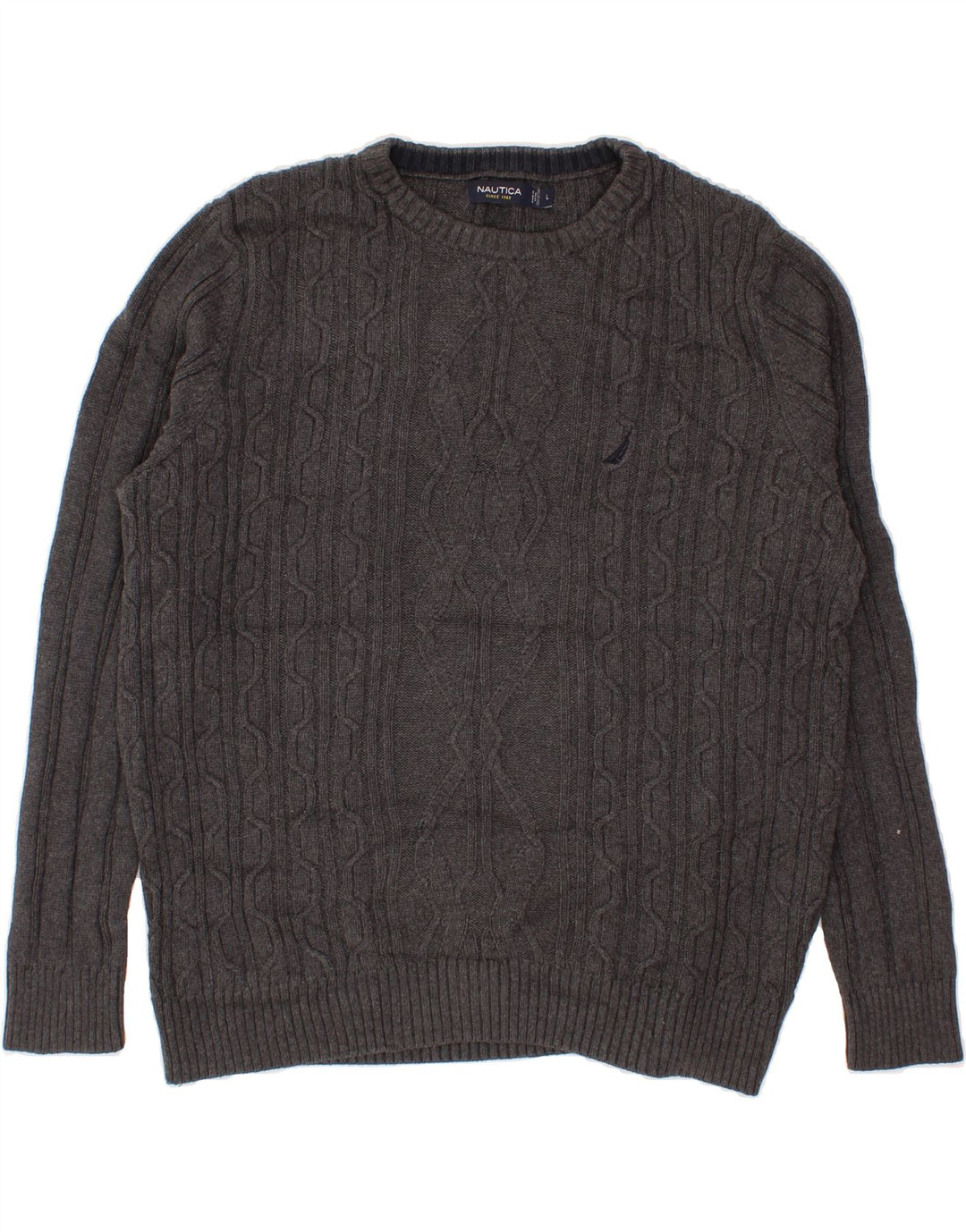 NAUTICA Mens Crew Neck Jumper Sweater Large Grey Cotton Vintage Nautica and Second-Hand Nautica from Messina Hembry 