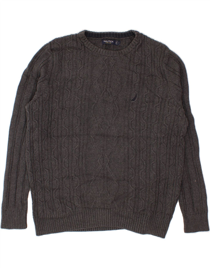 NAUTICA Mens Crew Neck Jumper Sweater Large Grey Cotton Vintage Nautica and Second-Hand Nautica from Messina Hembry 