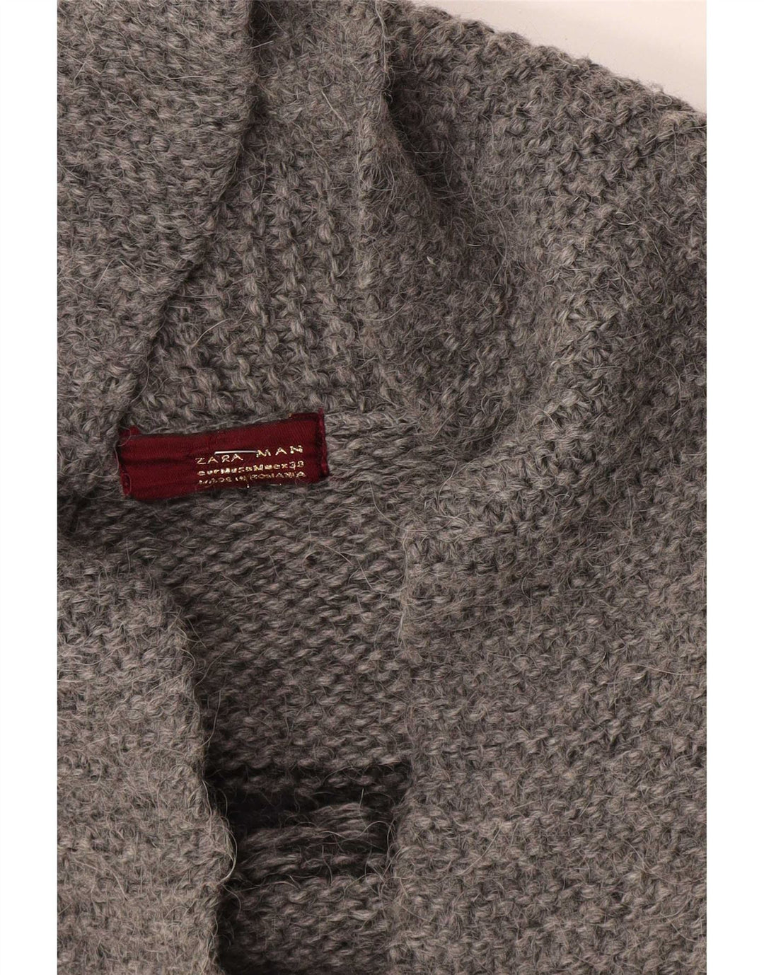 Zara Herren-Cardigan-Pullover Mittelgrau Geometrisch