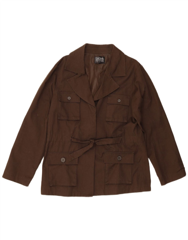 Sasha Womens Utility Jacke UK 14 Large Khaki Baumwolle