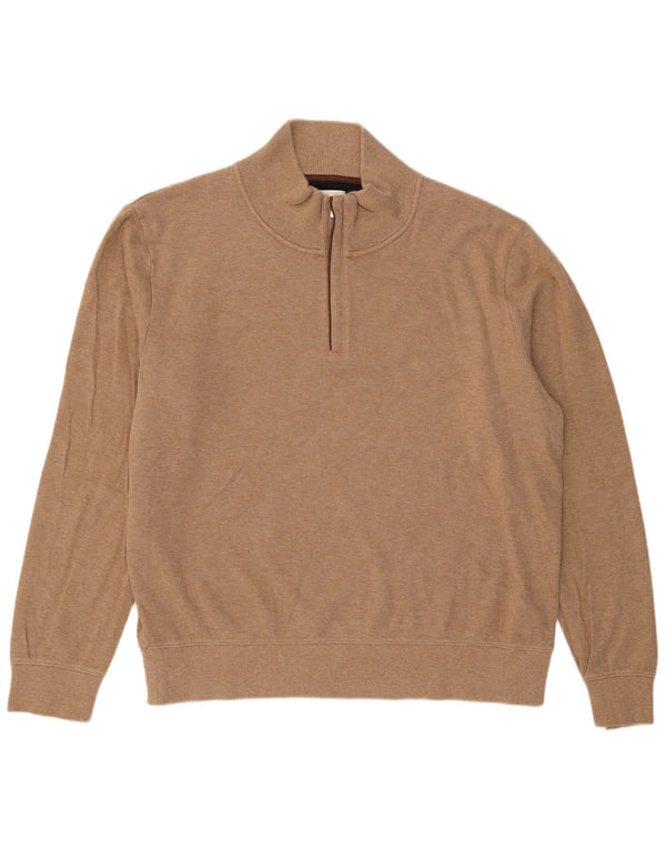 Gant Herren-Pullover mit Reißverschluss am Hals, 3XL, beige Baumwolle