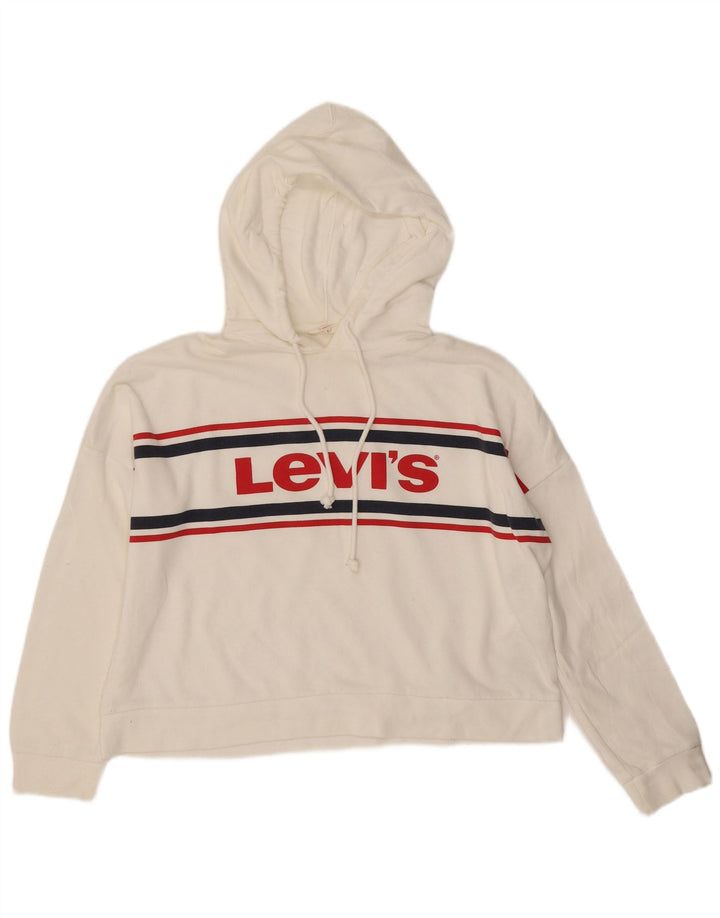 Levi's Damen-Pullover mit übergroßem grafischem Kapuzenpullover, Gr. 10, Größe S, Weiß, gestreift