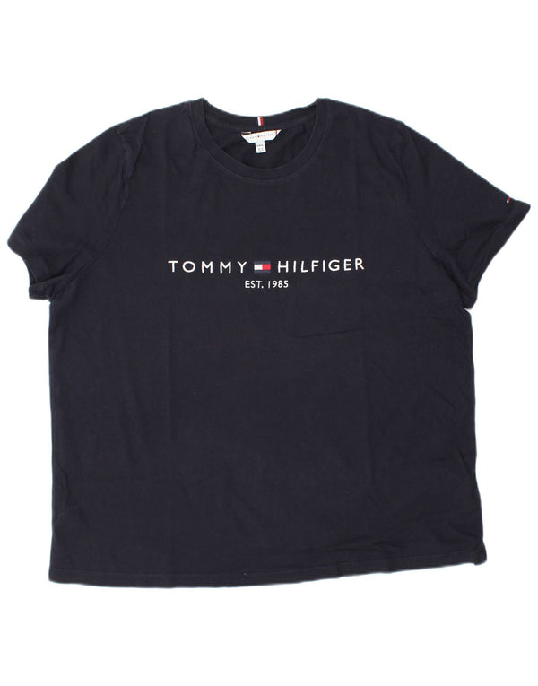 TOMMY HILFIGER Damen Grafik T-Shirt Top UK 18 XL Marineblau Baumwolle