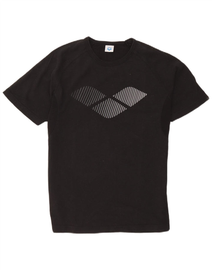 Arena Herren-T-Shirt mit Grafik, mittelschwarze Baumwolle