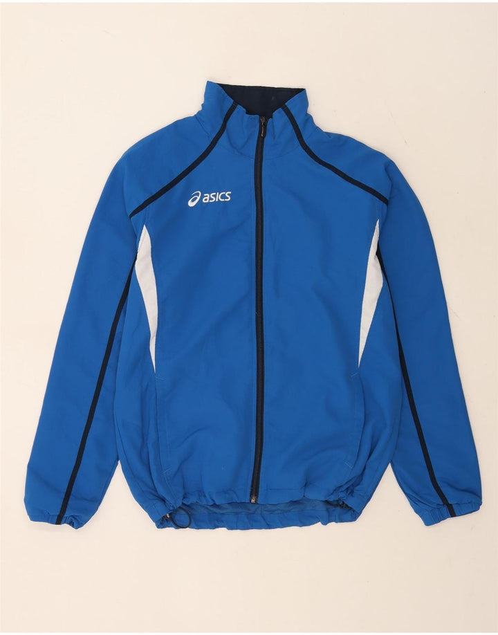 Asics Herren-Trainingsanzug mit Grafik-Oberteil, Mittelblaues Farbblock-Polyester