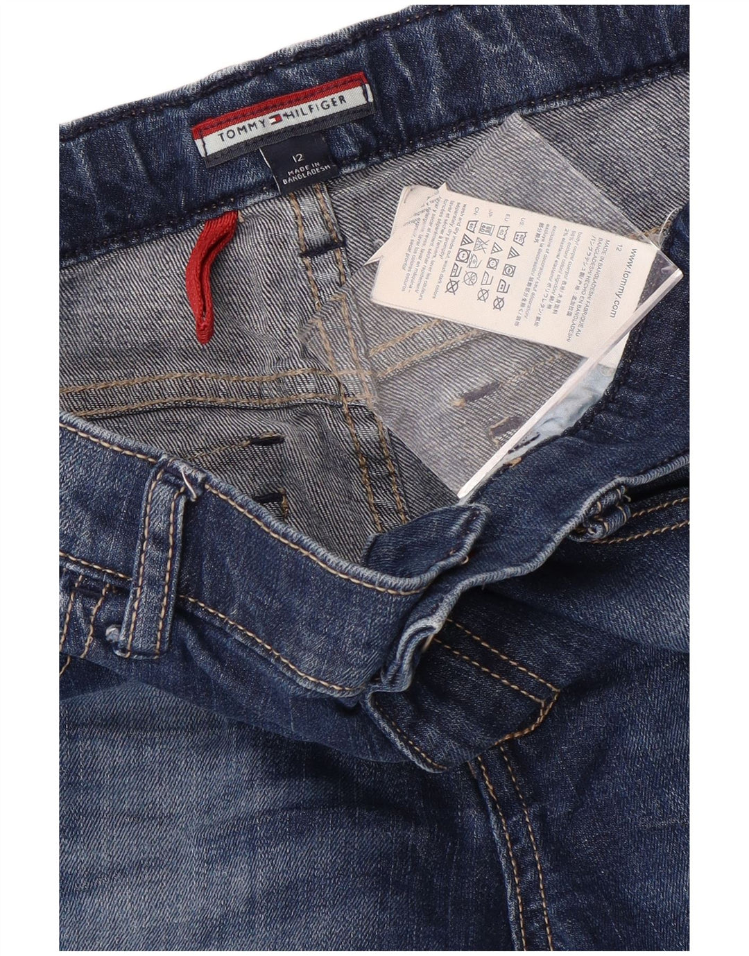 TOMMY HILFIGER Jungen Straight Jeans 11-12 Jahre W28 L26 Blaue Baumwolle