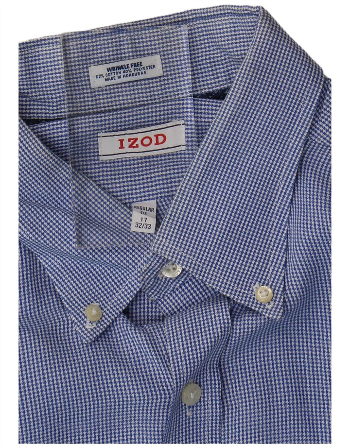 Izod Herren-Hemd, kariert, reguläre Passform, Größe 17, XL, blaue Hahnentritt-Baumwolle