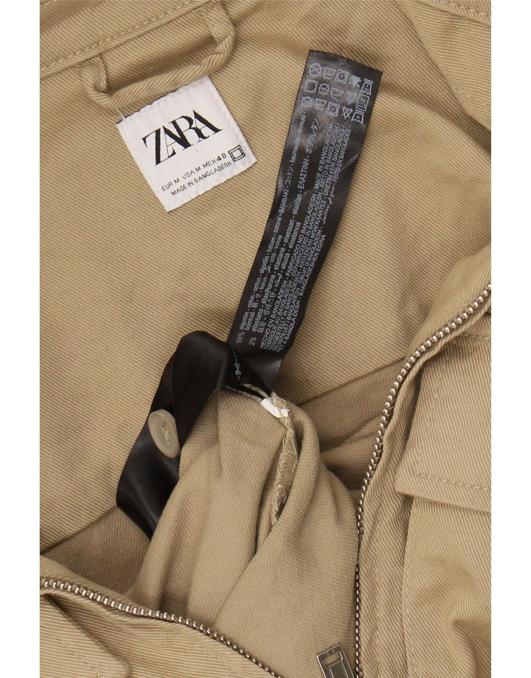 ZARA Herren Bomberjacke UK 38 Mittelbeige Baumwolle