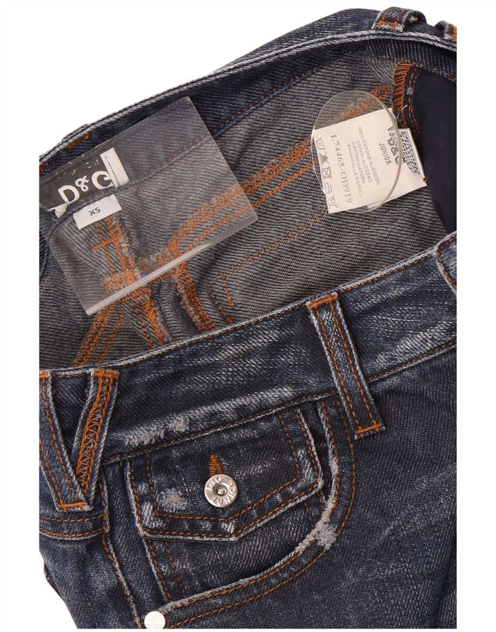 Dolce & Gabbana Damen Straight Jeans XS W26 L30 Blaue Patchwork-Baumwolle