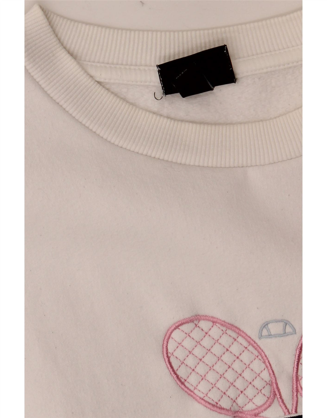 ELLESSE Übergroßer Grafik-Sweatshirtpullover für Damen, UK 8, Größe S, weiße Baumwolle