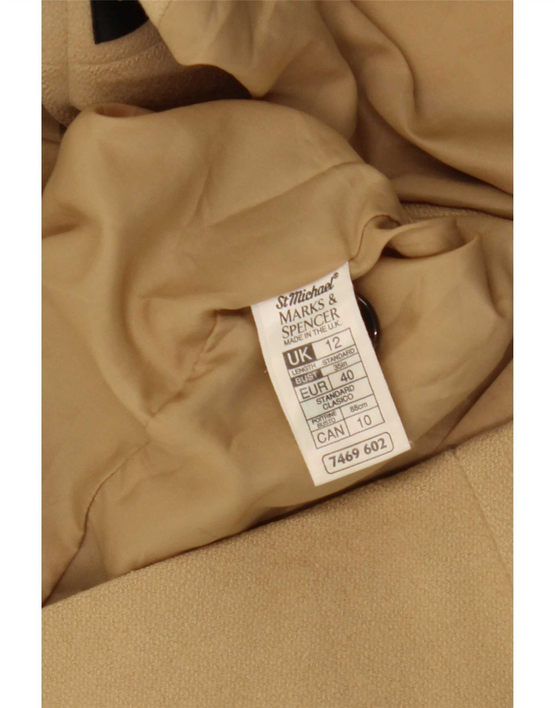 Marks & Spencer Zweireihiger Damenmantel UK 12 Mittelbeige Wolle