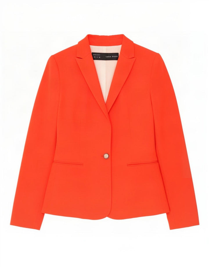 Zara Damen 1-Knopf-Blazerjacke UK 12 Mittelrote Viskose