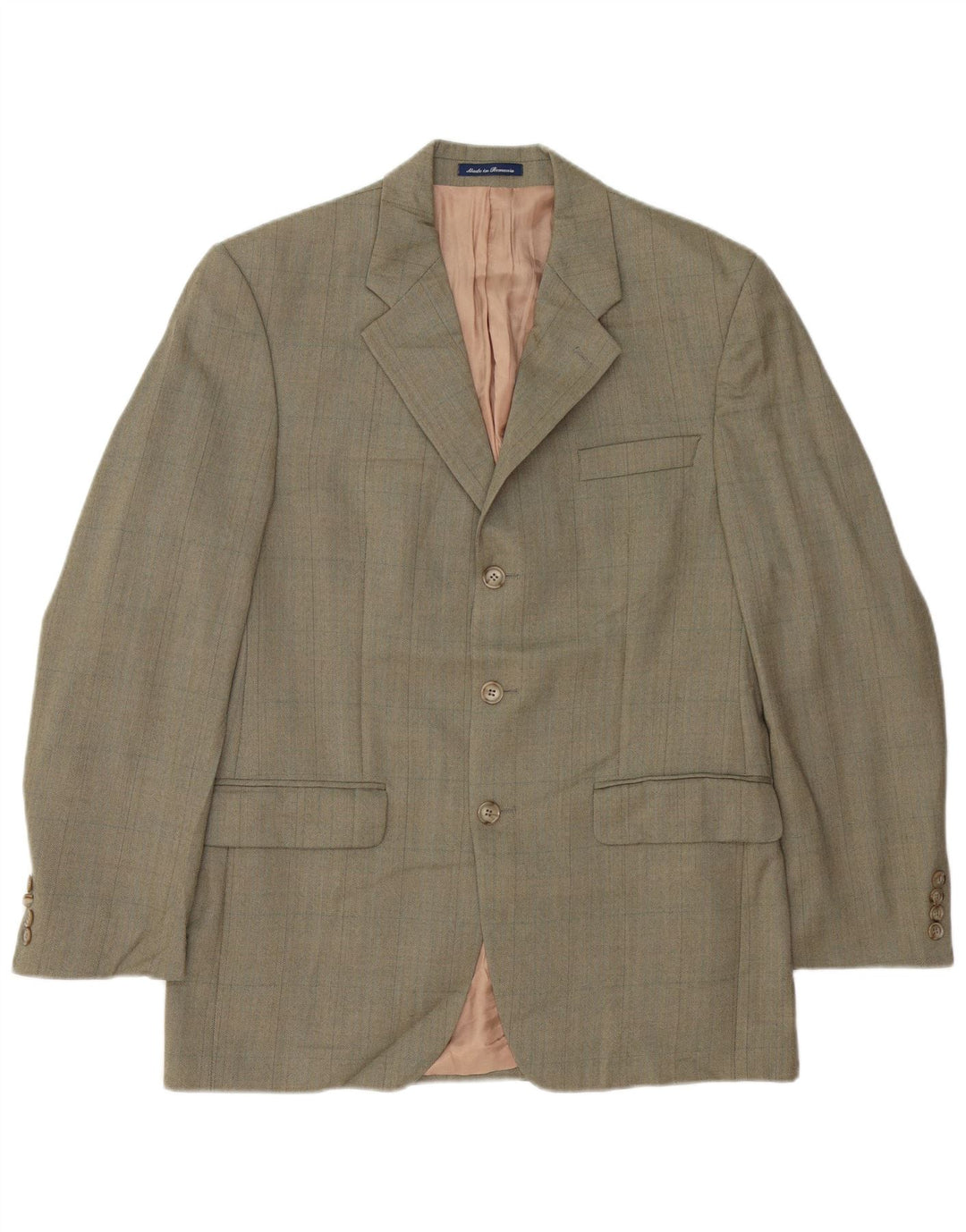 Izod Herren-Blazer mit 3 Knöpfen, UK 38, mittelgrüne Wolle mit Fischgrätenmuster