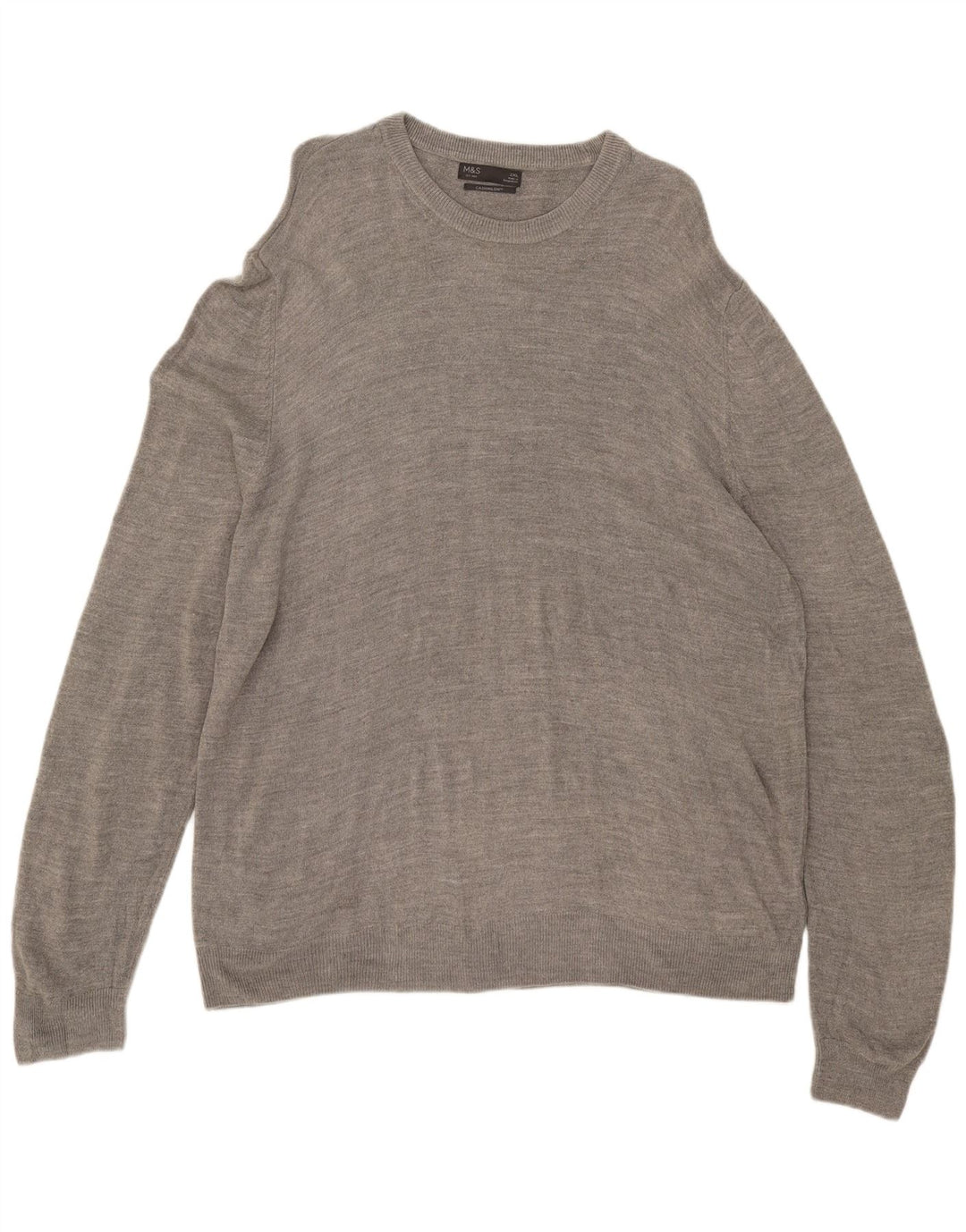 Marks & Spencer Herren-Pullover mit Rundhalsausschnitt, 2XL, graues Acryl