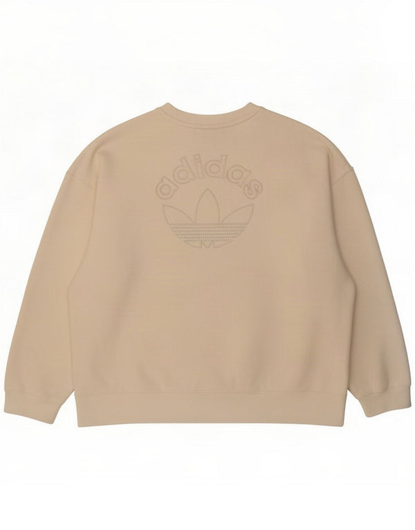 Adidas Womens Graphic Oversized Sweatshirt Jumper UK 12 Medium Off White