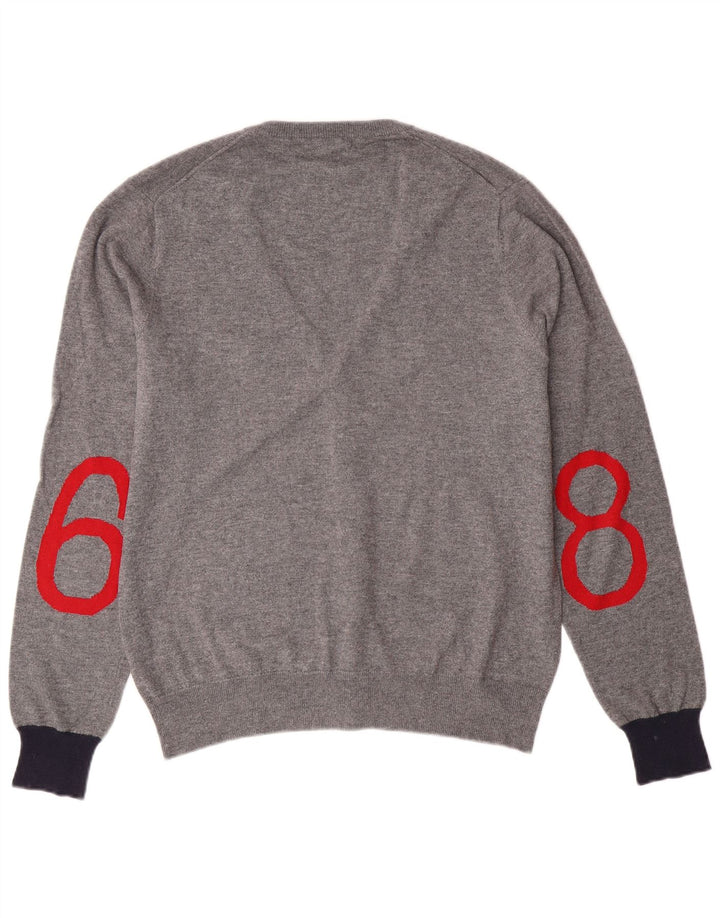 SUN68 Herren-Cardigan mit Grafik, Größe S, graue Wolle