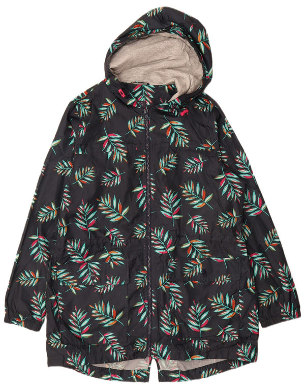 MARKS & SPENCER Damen-Parkajacke mit Kapuze, UK 14, mittleres Marineblau mit Blumenmuster