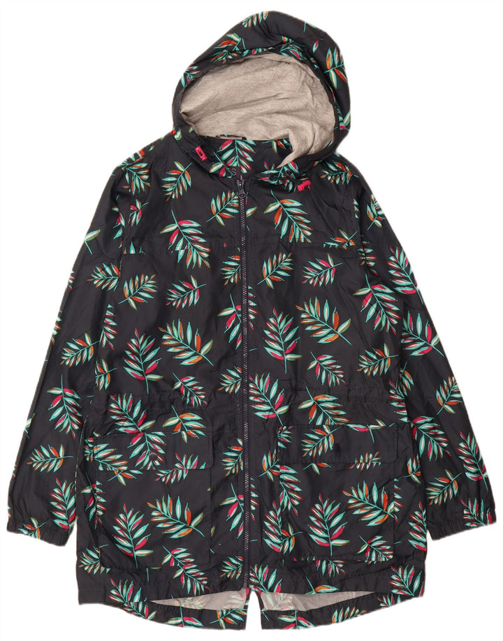 MARKS & SPENCER Damen-Parkajacke mit Kapuze, UK 14, mittleres Marineblau mit Blumenmuster