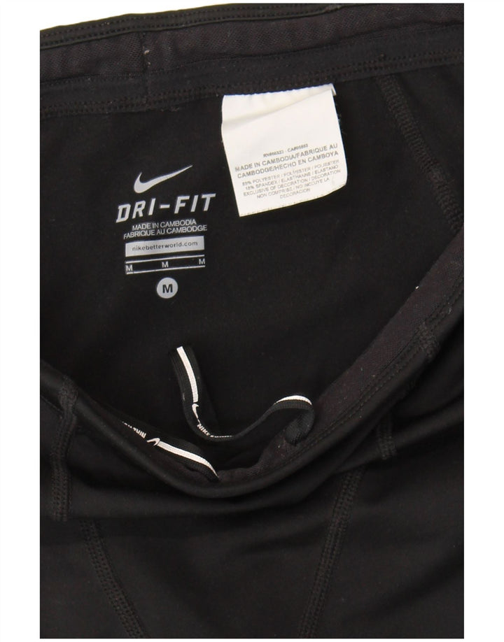 Nike Damen Dri Fit Sport Shorts UK 12 Mittelschwarzes Colourblock-Polyester