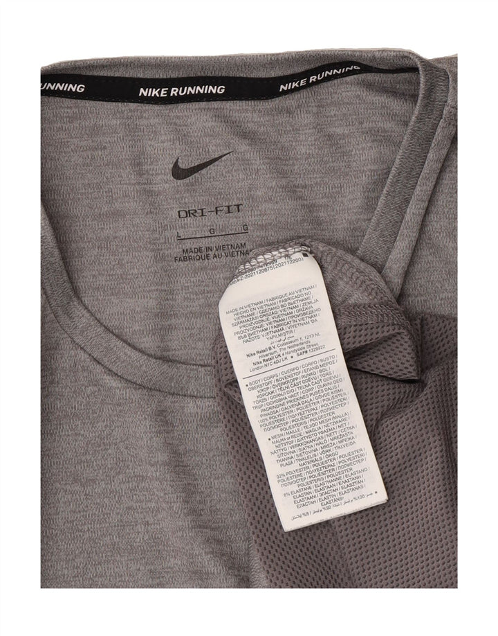 NIKE Womens Dri Fit T-Shirt Top UK 16 Large Grey Colourblock Polyester Vintage Nike and Second-Hand Nike from Messina Hembry 