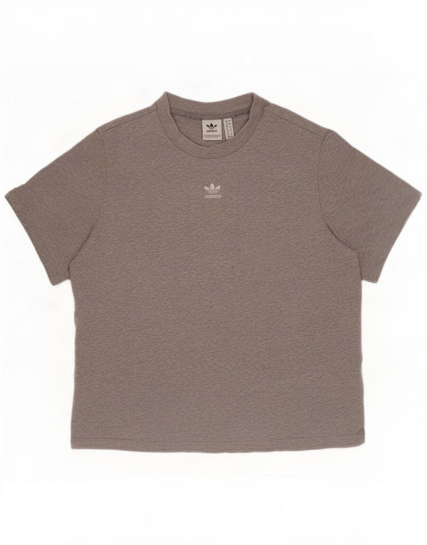 Adidas Damen T-Shirt Top UK 12 Mittelgrau gefleckte Baumwolle