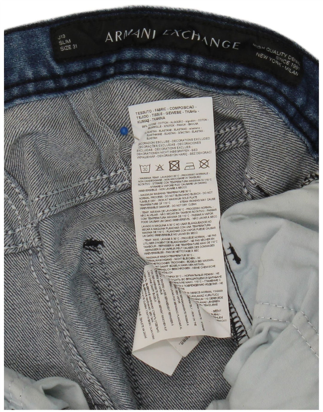 ARMANI EXCHANGE Herren Slim Jeans W31 L28 Blaue Baumwolle