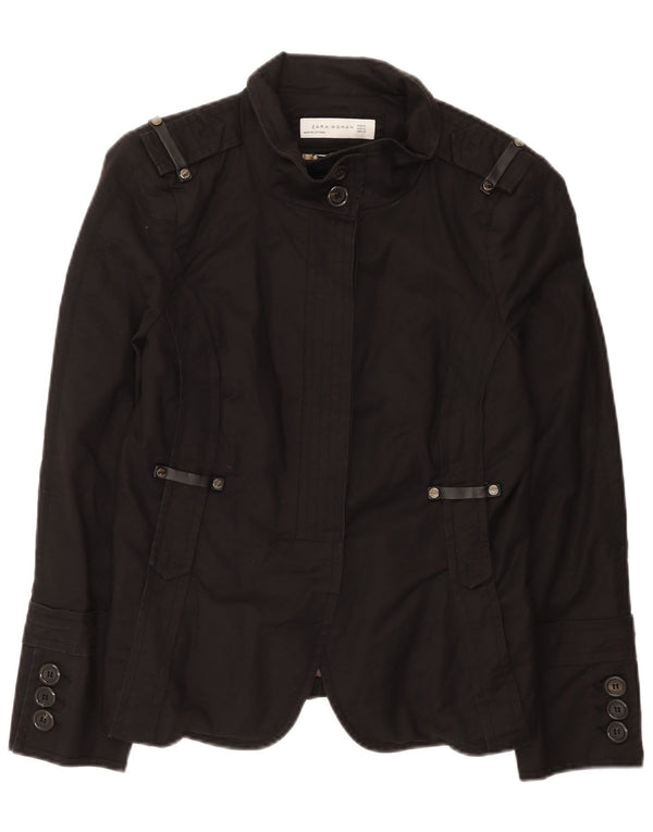 Zara Damen-Militär-Blazer-Jacke, UK 18, XL, schwarze Baumwolle