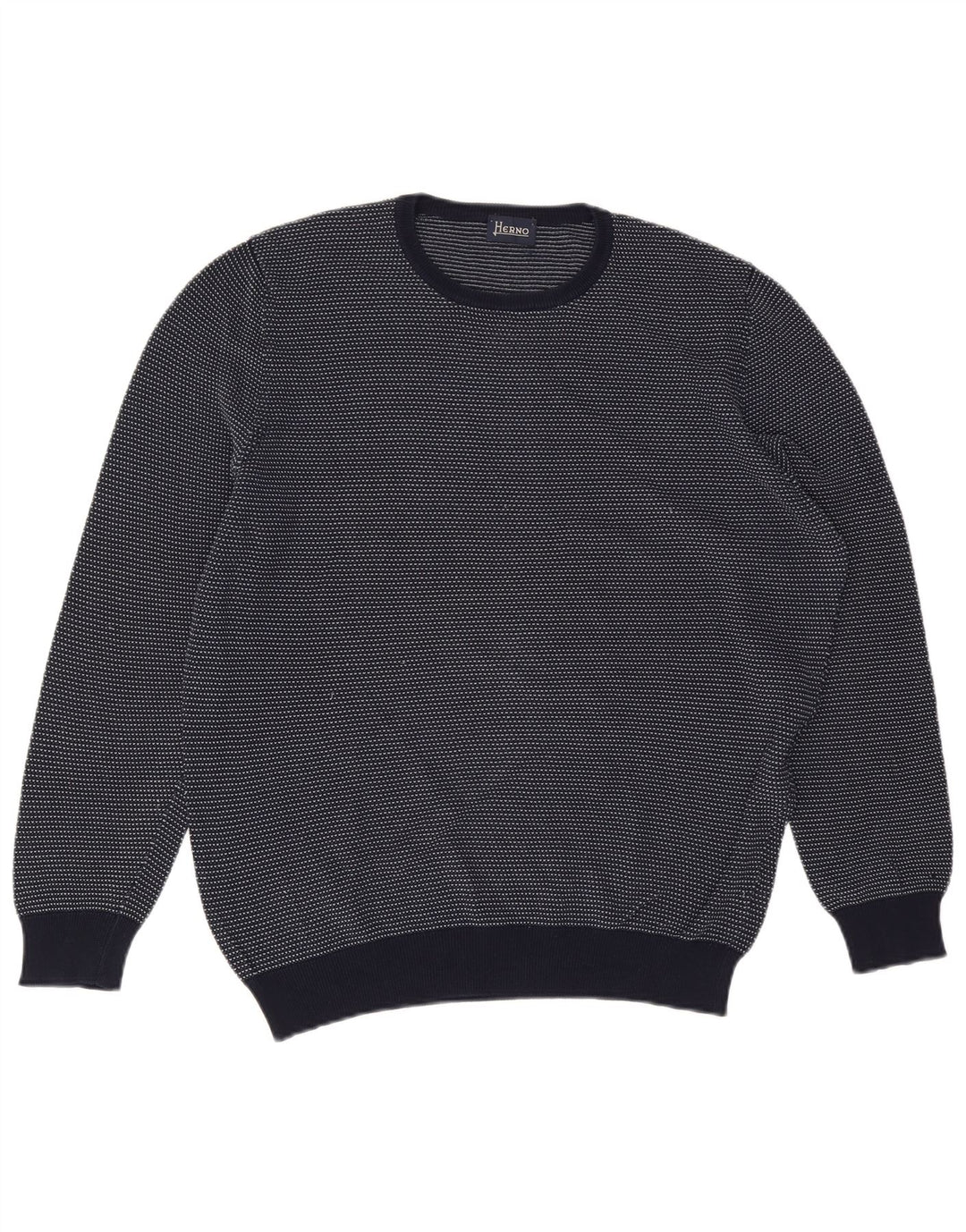 HERNO Herren-Pullover mit Rundhalsausschnitt, IT 52, große marineblaue Baumwolle