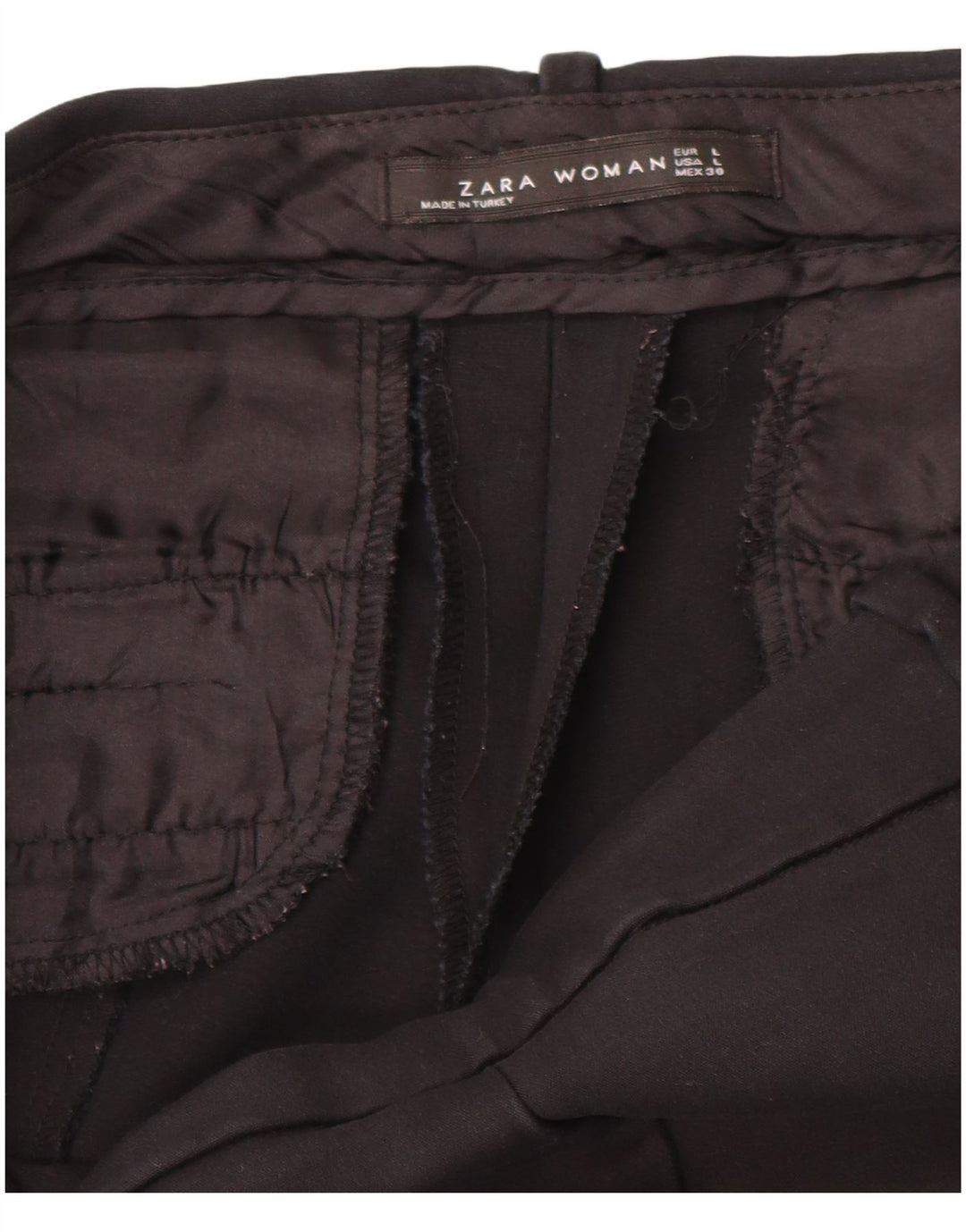Schmale, kurze Hose von Zara für Damen, Größe L, W34, L24, Schwarz