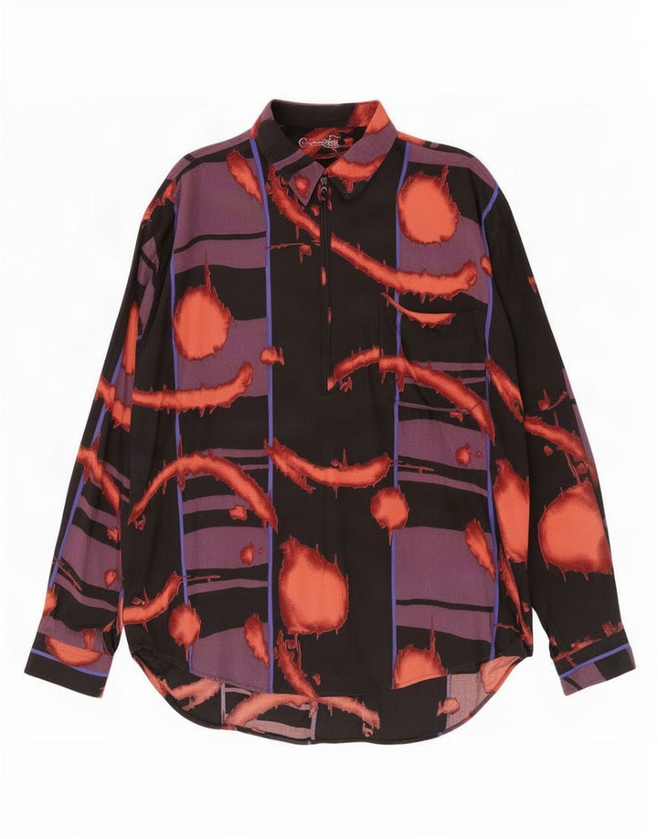 Vintage Herren Pullovershirt mit abstraktem Muster, groß, schwarz