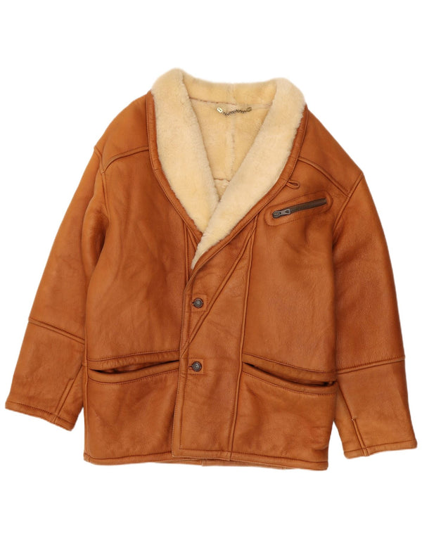 Vintage Herren Lammfelljacke IT 56 3XL Braunes Lammfell