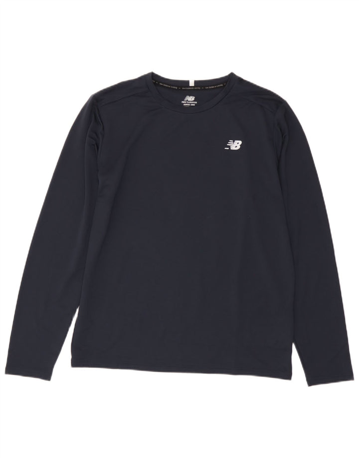 New Balance Herren-Oberteil, langärmelig, mittelblau, Polyester