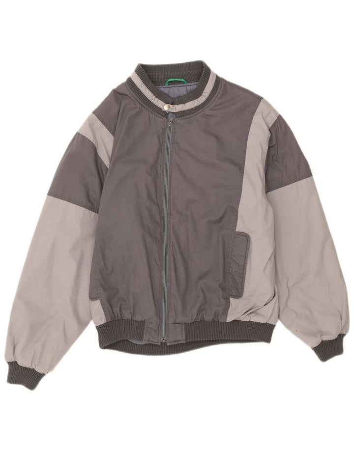Canda Herren Bomberjacke UK 40 Large Graues Colourblock-Polyester