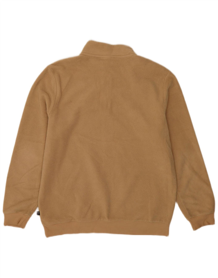 Puma Herren-Fleecepullover mit Reißverschluss am Hals, groß, beige, Polyester