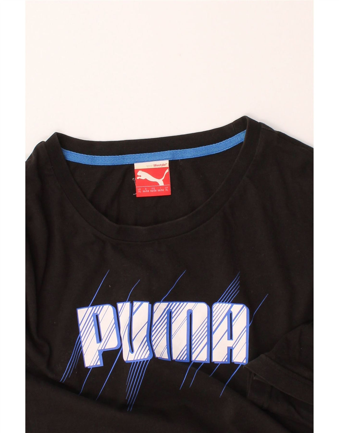 PUMA Mens Graphic T-Shirt Top XL Black Vintage Puma and Second-Hand Puma from Messina Hembry 