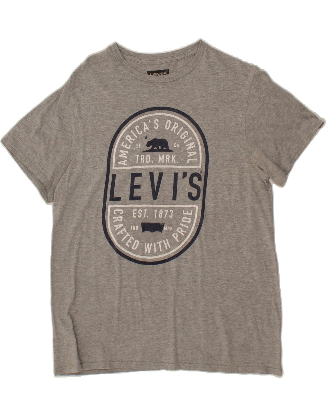 LEVI'S Womens Graphic T-Shirt Top UK 14 Medium Grey Cotton Vintage Levi's and Second-Hand Levi's from Messina Hembry 