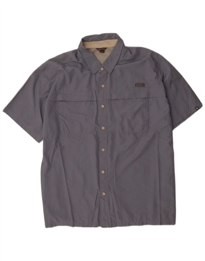 EDDIE BAUER Herren Kurzarmhemd 3XL Blau Polyester