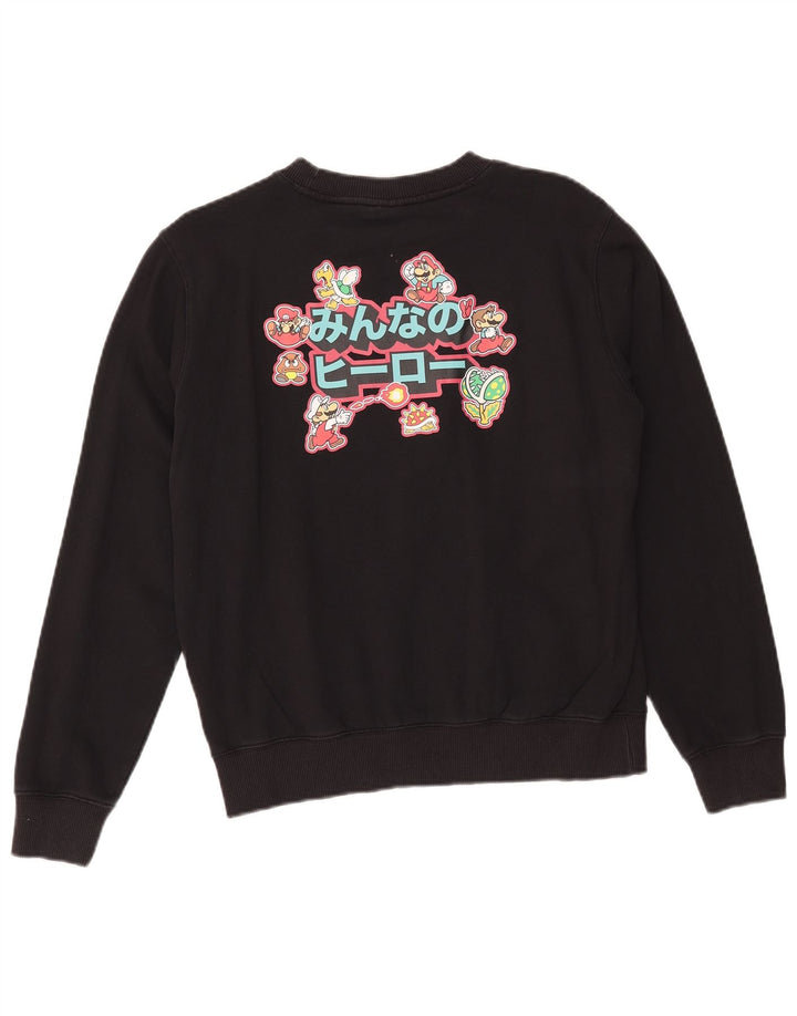Champion Damen Grafik-Sweatshirt-Pullover UK 14 Medium Schwarz