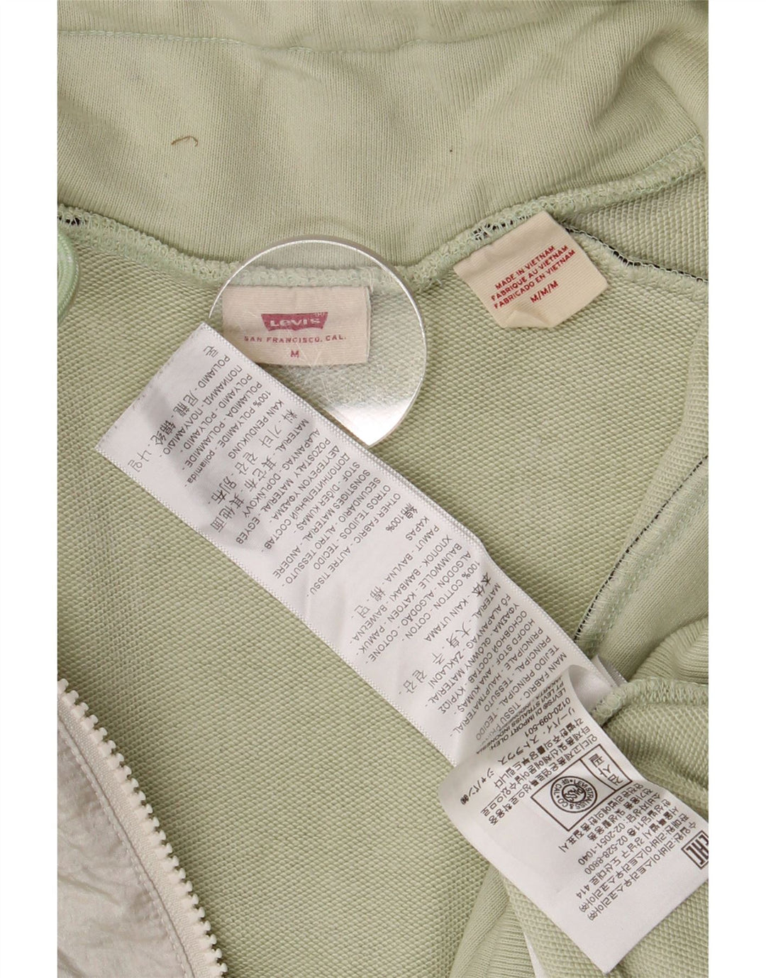 Levi's Damen-Sweatshirt mit Reißverschluss am Hals, UK 14, Mittelgrün, Farbblock