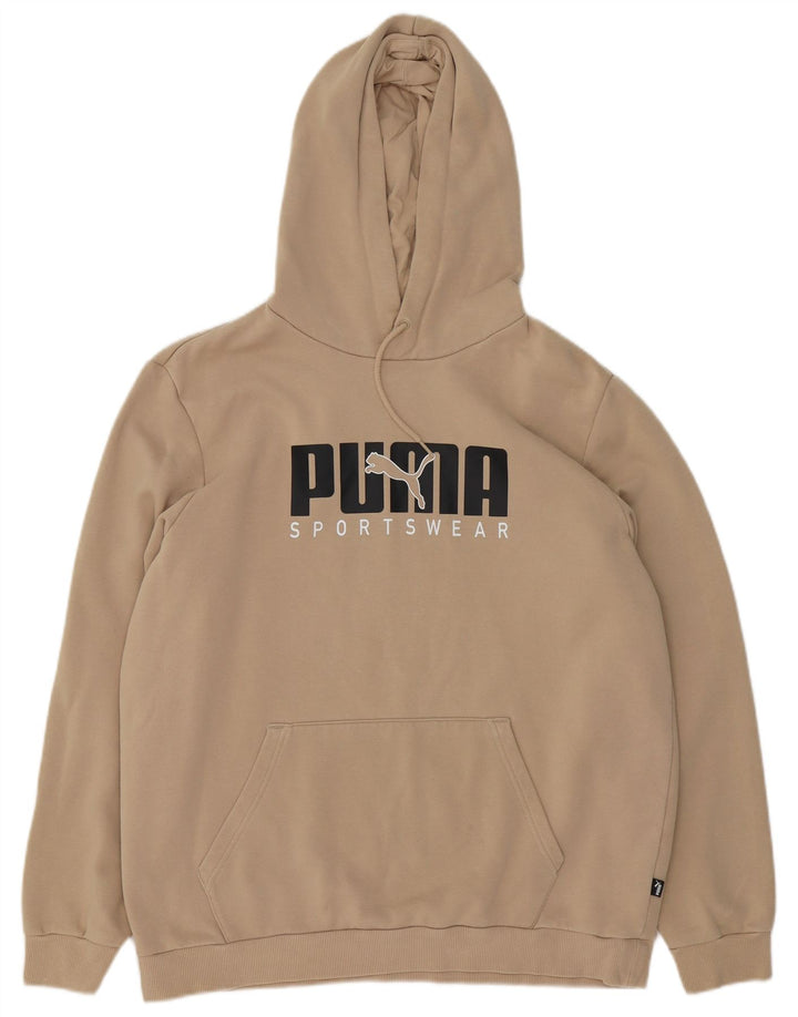 Puma Herren Graphic Hoodie Pullover Große Beige Baumwolle