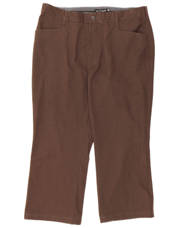 Marks & Spencer Damen Autograph Freizeithose W38 L24 Braune Nadelstreifen