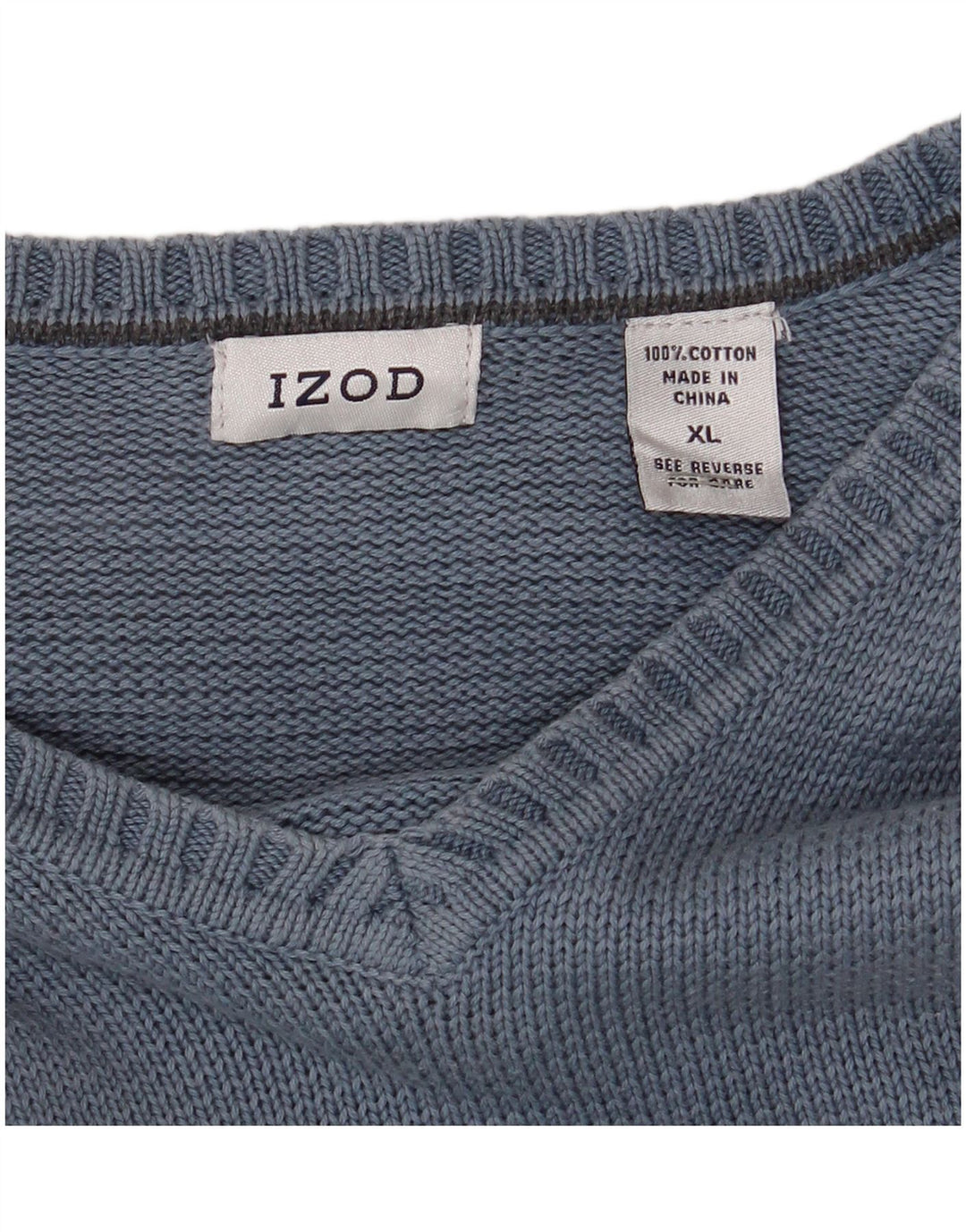 IZOD Herren-Pullover mit V-Ausschnitt, XL, blaue Baumwolle